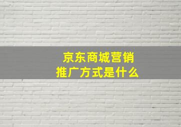 京东商城营销推广方式是什么