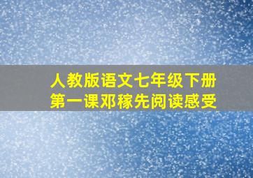 人教版语文七年级下册第一课邓稼先阅读感受