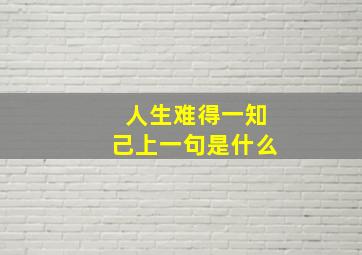 人生难得一知己上一句是什么