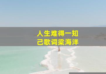 人生难得一知己歌词梁海洋