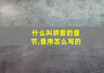 什么叫拼音的音节,音序怎么写的