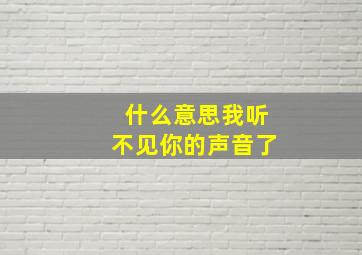 什么意思我听不见你的声音了