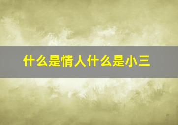 什么是情人什么是小三