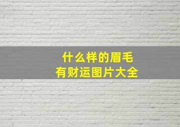 什么样的眉毛有财运图片大全