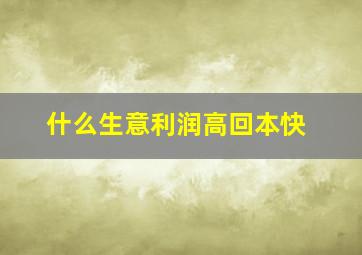 什么生意利润高回本快