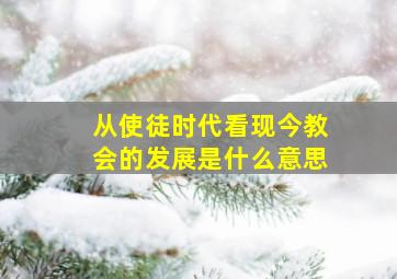 从使徒时代看现今教会的发展是什么意思