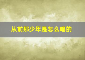 从前那少年是怎么唱的