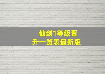 仙剑1等级晋升一览表最新版