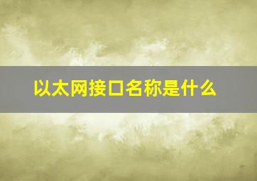 以太网接口名称是什么