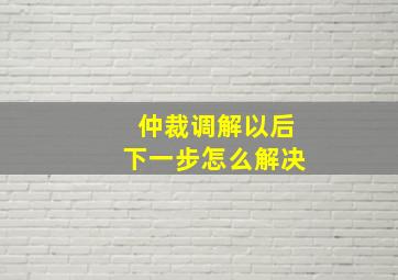 仲裁调解以后下一步怎么解决