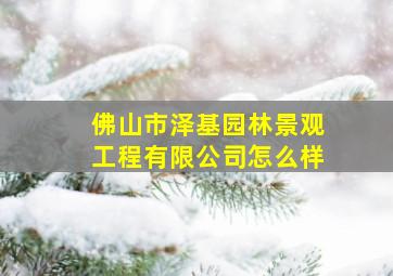 佛山市泽基园林景观工程有限公司怎么样