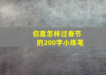 你是怎样过春节的200字小练笔