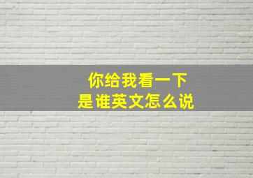 你给我看一下是谁英文怎么说