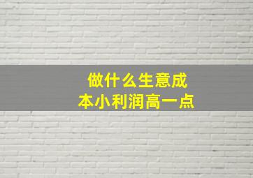 做什么生意成本小利润高一点