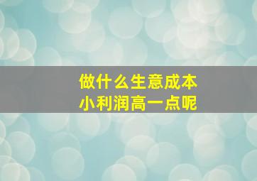 做什么生意成本小利润高一点呢