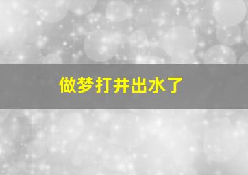 做梦打井出水了