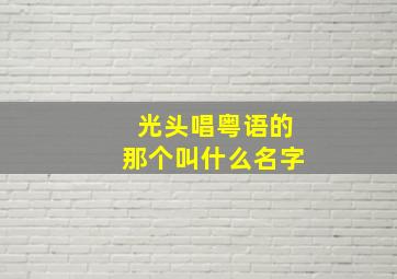 光头唱粤语的那个叫什么名字