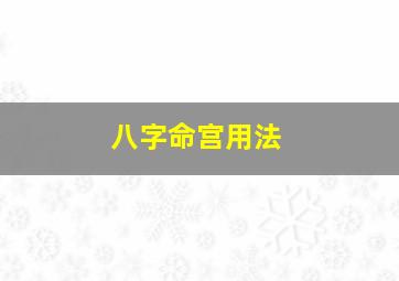 八字命宫用法