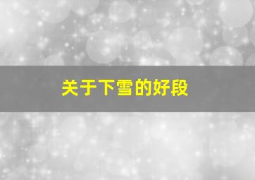 关于下雪的好段