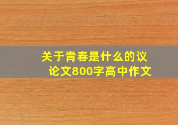 关于青春是什么的议论文800字高中作文