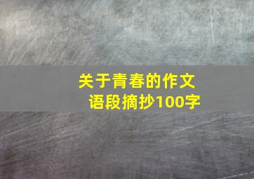 关于青春的作文语段摘抄100字