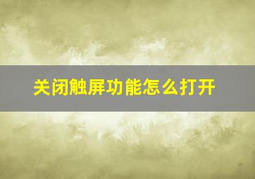 关闭触屏功能怎么打开