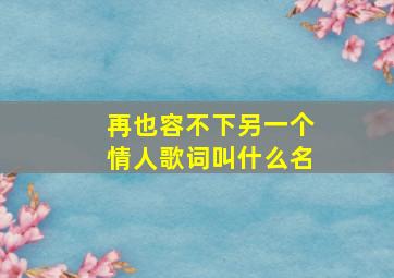 再也容不下另一个情人歌词叫什么名