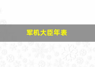 军机大臣年表