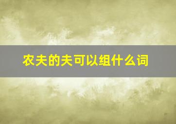 农夫的夫可以组什么词