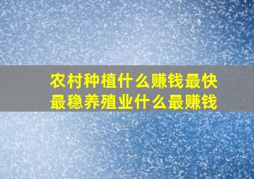 农村种植什么赚钱最快最稳养殖业什么最赚钱