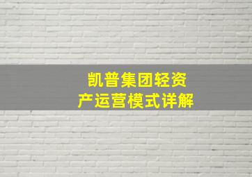 凯普集团轻资产运营模式详解