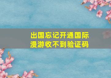 出国忘记开通国际漫游收不到验证码