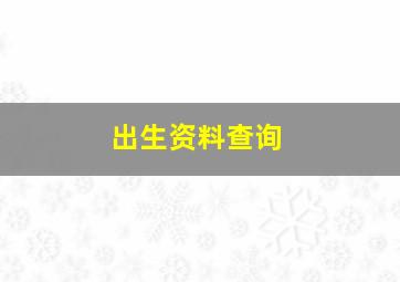 出生资料查询