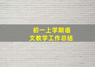 初一上学期语文教学工作总结