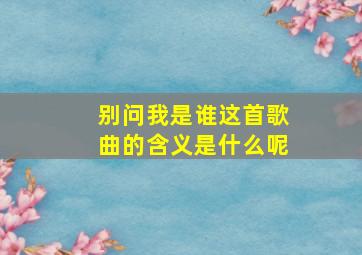 别问我是谁这首歌曲的含义是什么呢