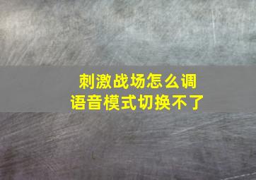 刺激战场怎么调语音模式切换不了