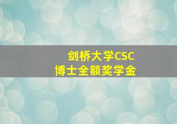 剑桥大学CSC博士全额奖学金