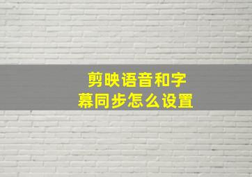 剪映语音和字幕同步怎么设置