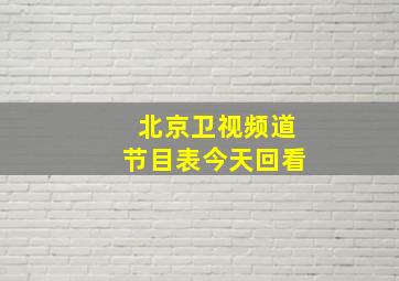 北京卫视频道节目表今天回看