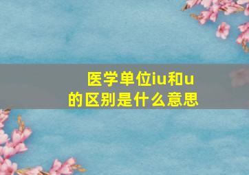 医学单位iu和u的区别是什么意思