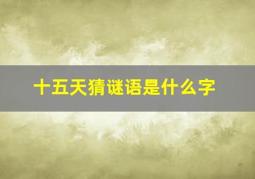 十五天猜谜语是什么字