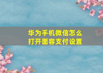 华为手机微信怎么打开面容支付设置