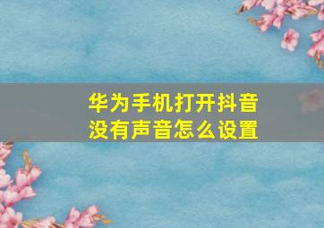 华为手机打开抖音没有声音怎么设置