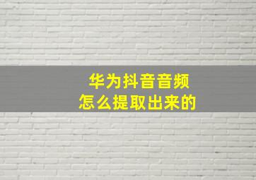 华为抖音音频怎么提取出来的