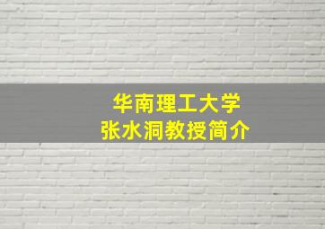 华南理工大学张水洞教授简介