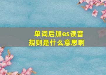 单词后加es读音规则是什么意思啊