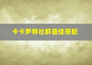 卡卡罗特社群最佳搭配