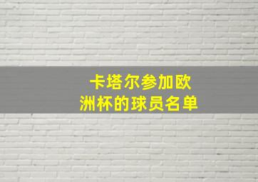 卡塔尔参加欧洲杯的球员名单