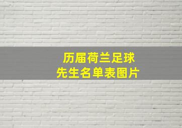 历届荷兰足球先生名单表图片