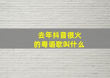 去年抖音很火的粤语歌叫什么